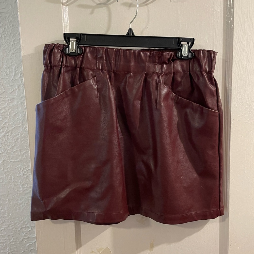 Wild Fable Maroon Faux Leather Skirt